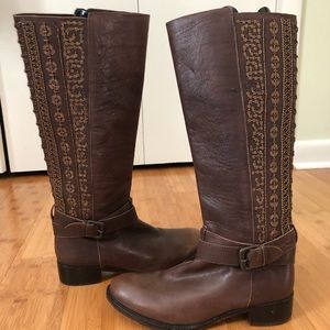 Anthropologie leather beaded boots size 11